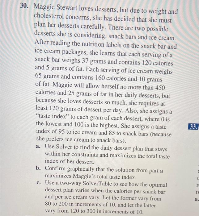 QUESTION 30: Parts A & C only 30. Maggie Stewart
