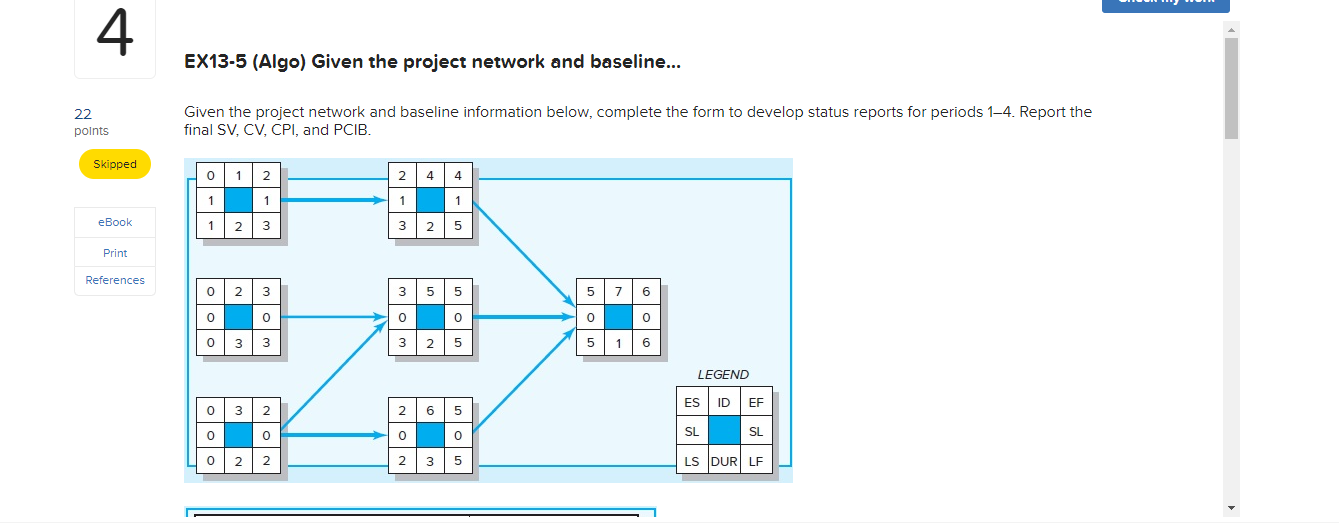 4 EX13-5 (Algo) Given the project network and