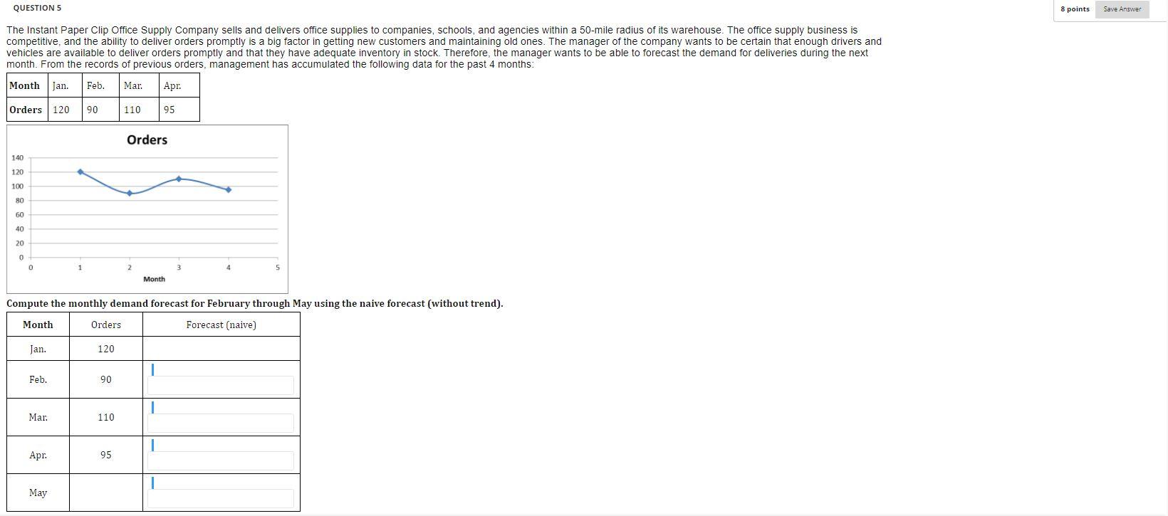 QUESTION 5 8 points Save Answer The Instant Paper