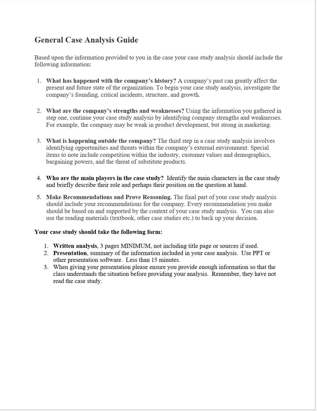 instructions on the first page. General Case