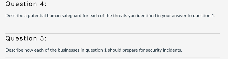Please just answer the question 4 and 5 for me.