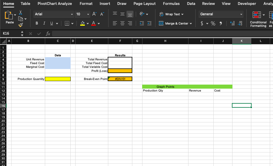 Home Table PivotChart Analyze Format Insert Draw