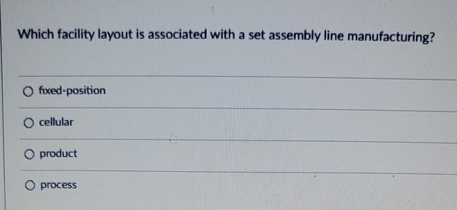 Which facility layout is associated with a set