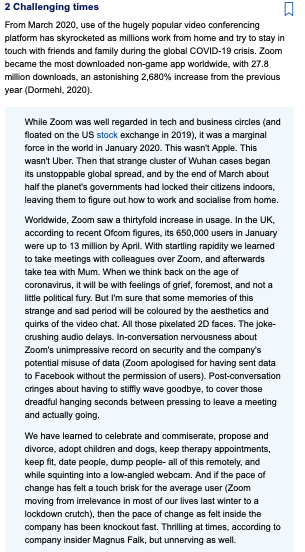 Questions: Applying concepts, explain how Zoom