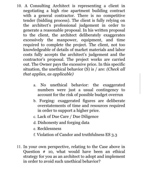 10. A Consulting Architect is representing a