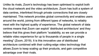 Questions: Applying concepts, explain how Zoom