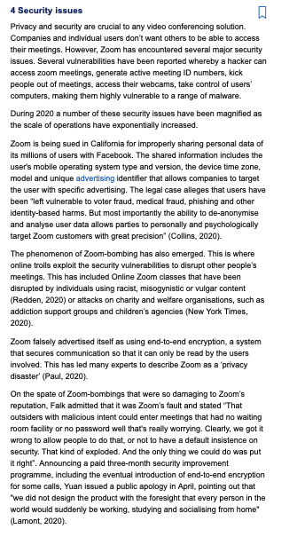 Questions: Applying concepts, explain how Zoom