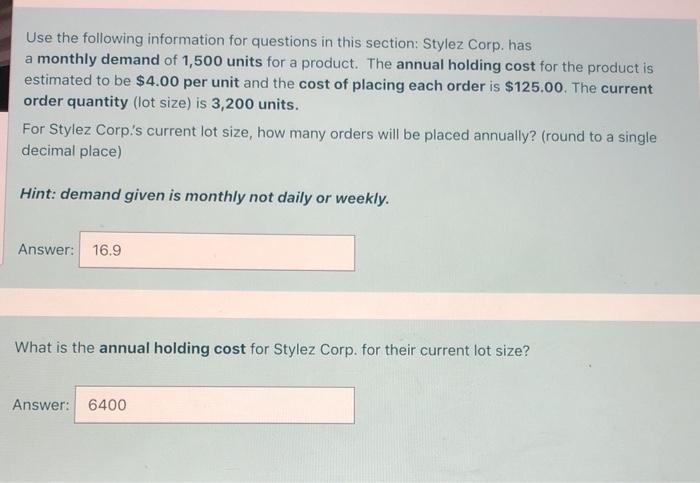 PLEASE HELP how many orders placed annually? what