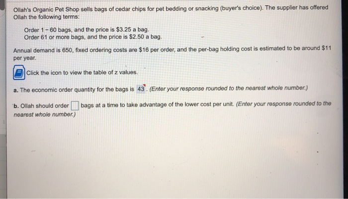 Ollah's Organic Pet Shop sells bags of cedar