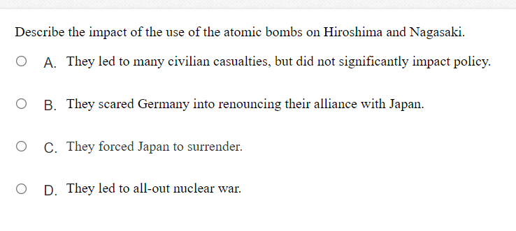 Describe the impact of the use of the atomic