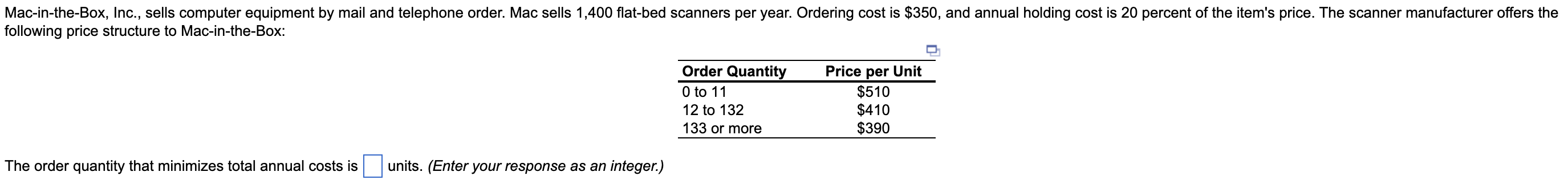 Mac-in-the-Box, Inc., sells computer equipment by