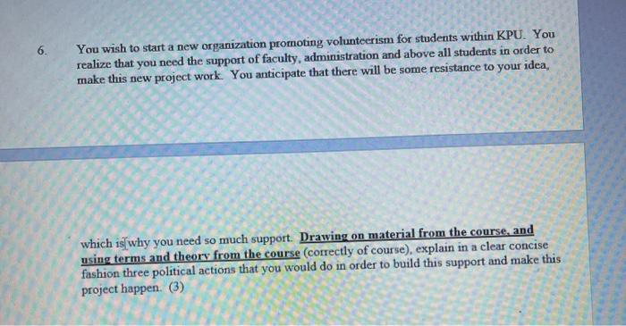 6. You wish to start a new organization promoting