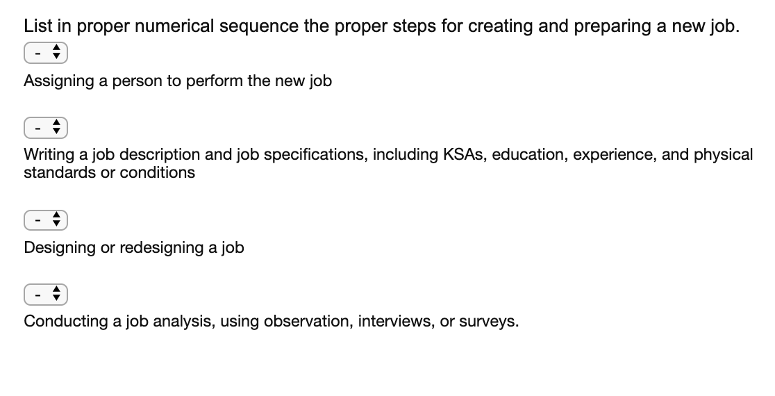 List in proper numerical sequence the proper
