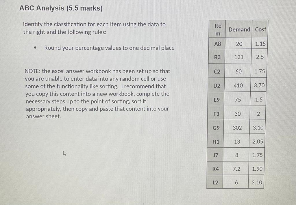Identify the classification for each item using
