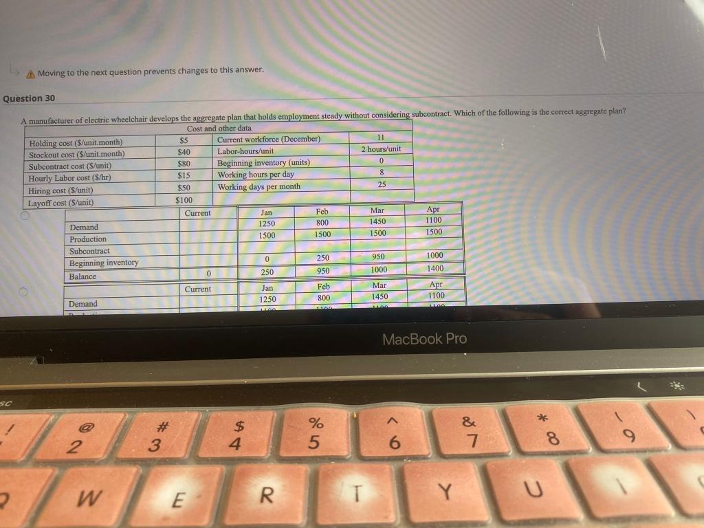 Moving to the next question prevents changes to