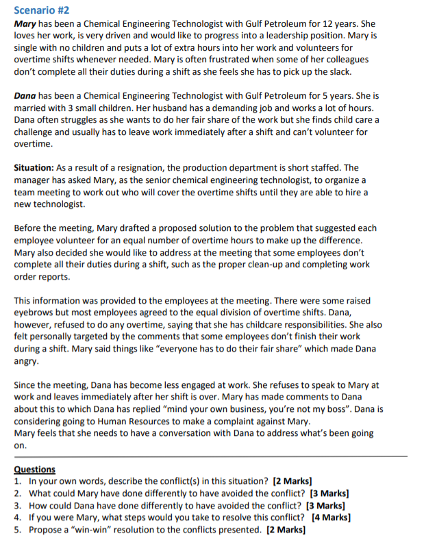 Your task: Analyze the following two scenarios,