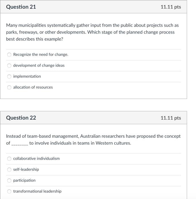 Question 21 11.11 pts Many municipalities