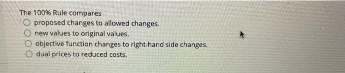 The 100% Rule compares O proposed changes to
