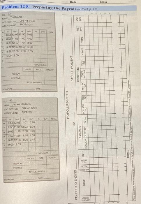 Date Class Problem 12-8 Preparing the Payroll