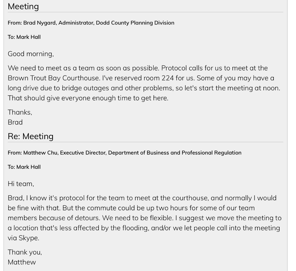 Based on the communications that you have