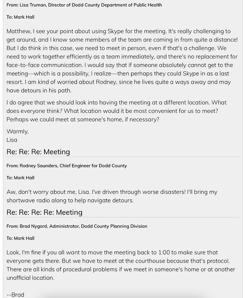 Based on the communications that you have