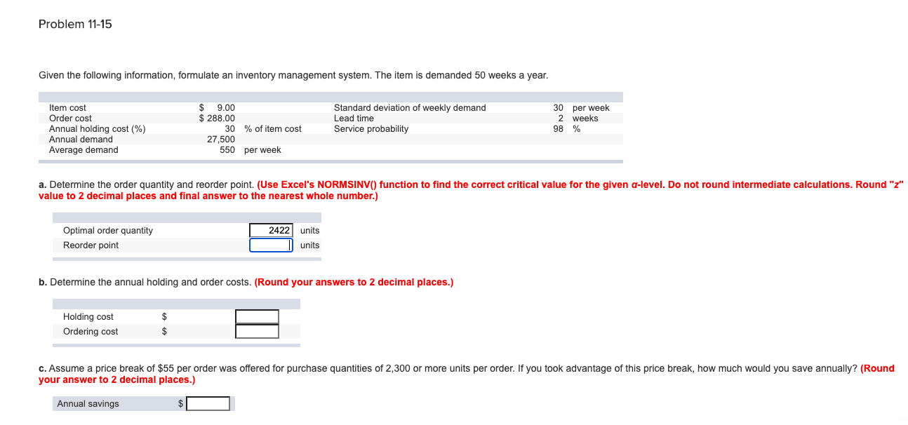 The answer that I have for optimal order quantity
