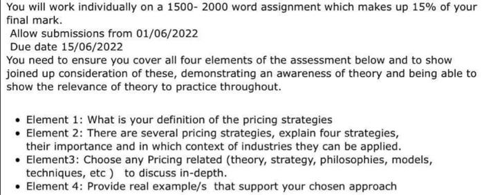 ELEMENT 4 ANSWER ONLY. You will work individually