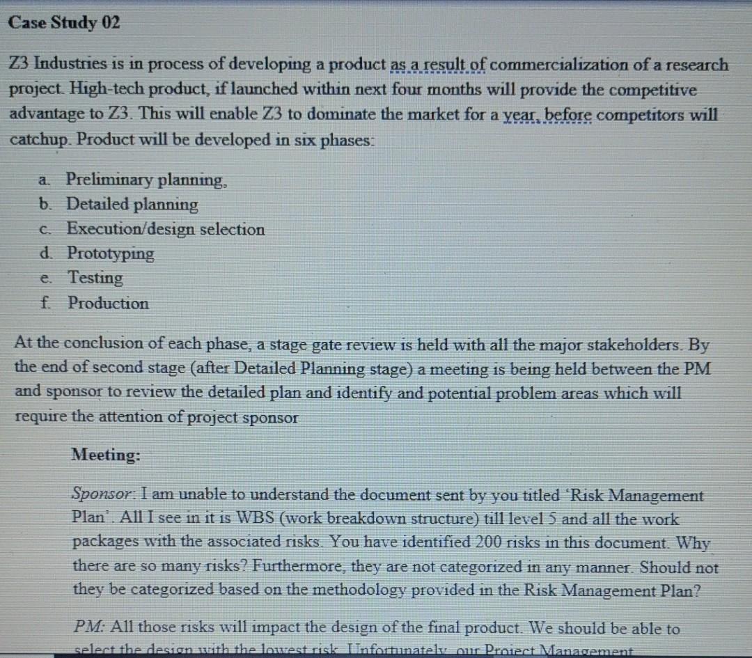 Case Study 02 Z3 Industries is in process of