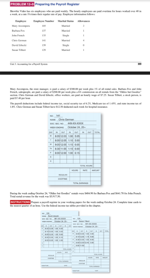 Date Class Problem 12-8 Preparing the Payroll