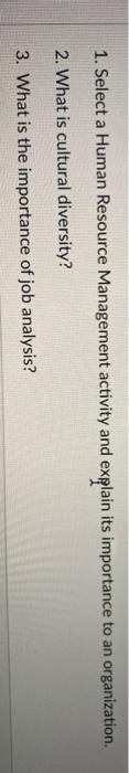 1. Select a Human Resource Management activity
