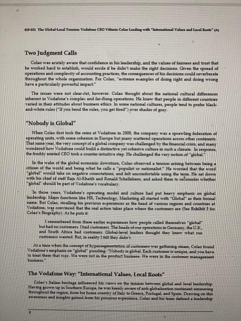 Case Study : The Global/ Local tension at