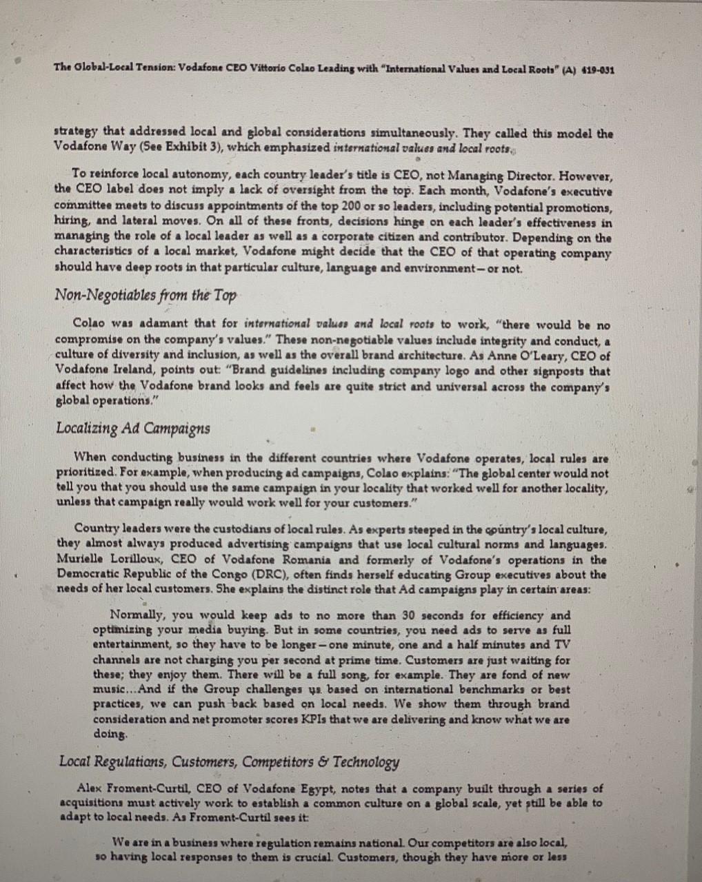 Case Study : The Global/ Local tension at