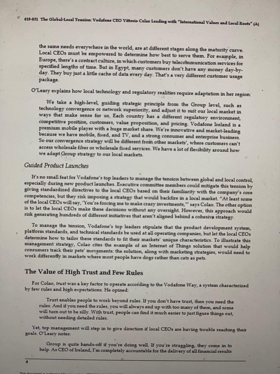 Case Study : The Global/ Local tension at