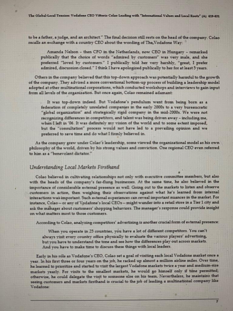 Case Study : The Global/ Local tension at