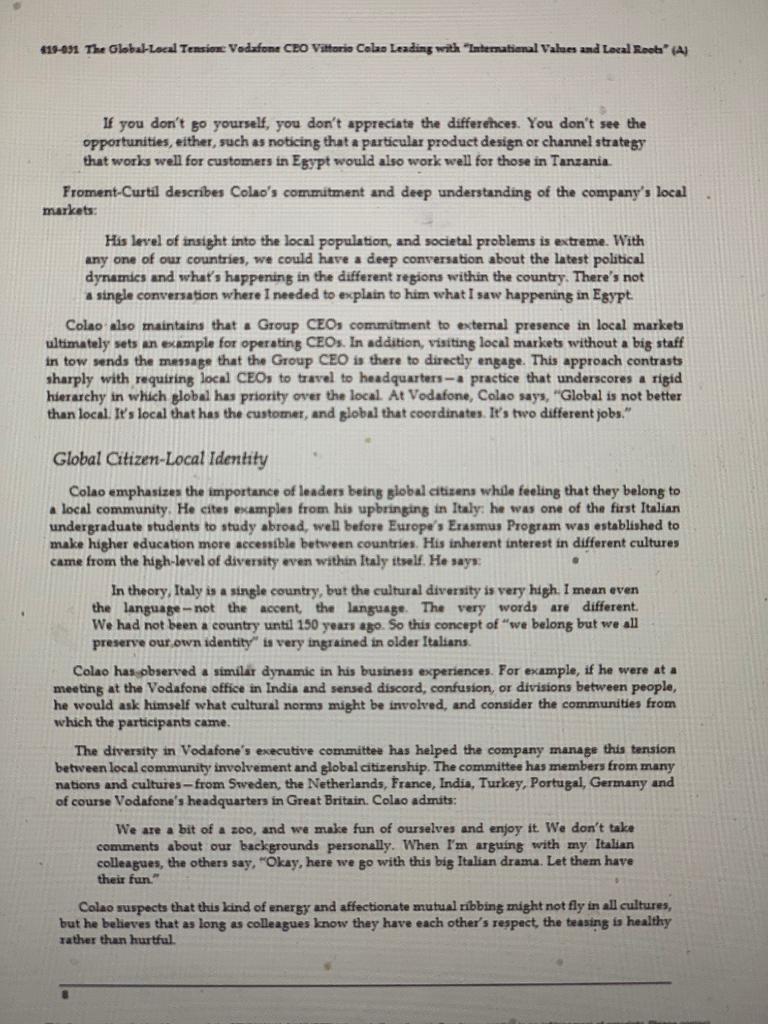 Case Study : The Global/ Local tension at