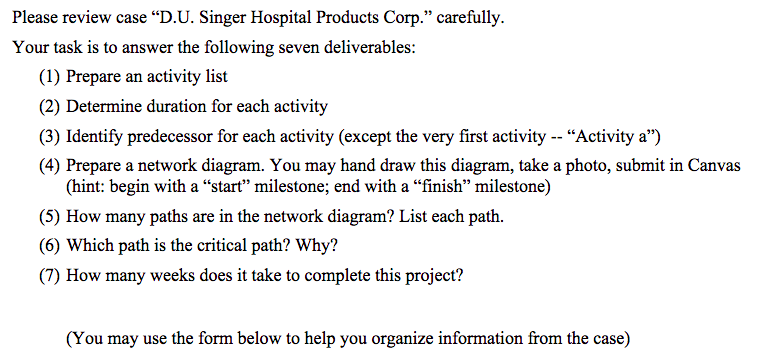 Please review case D.U. Singer Hospital Products