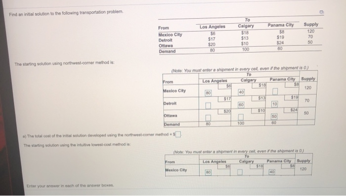 Find an initial solution to the following