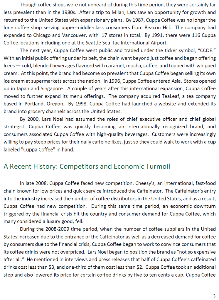 Please read the Cuppa Coffee case attached below,