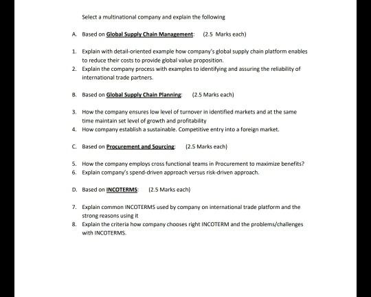 Select a multinational company and explain the