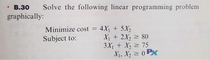 B.30 Solve the following linear programming