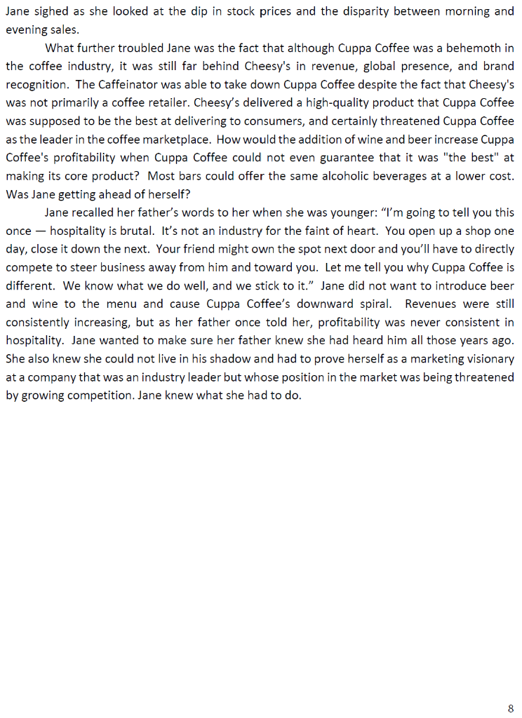 Please read the Cuppa Coffee case attached below,