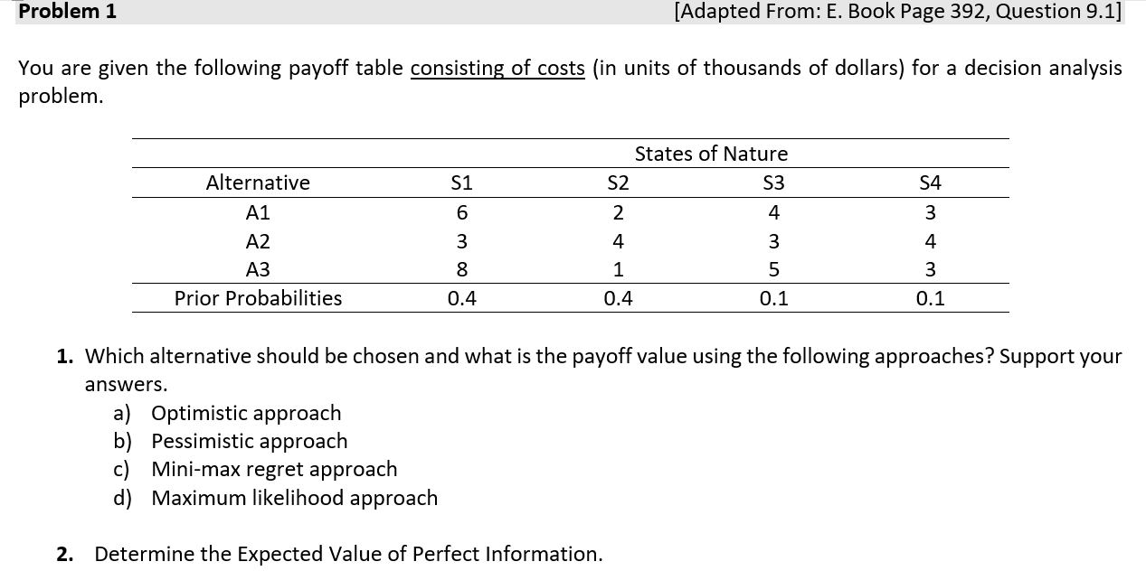 Problem 1 [Adapted From: E. Book Page 392,