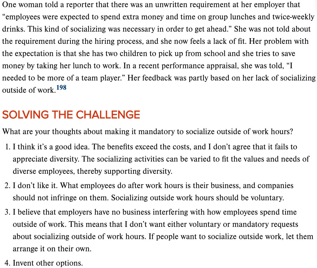 Read the case "Should Socializing Outside Work