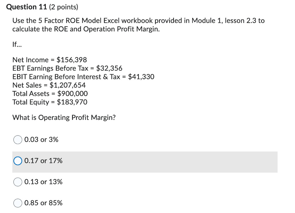 Use the 5 Factor ROE Model Excel workbook