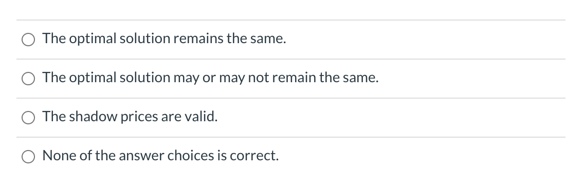 Refer to the following sensitivity report: