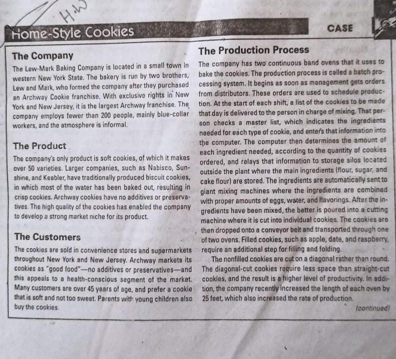 CASE Home-Style Cookies The Company The