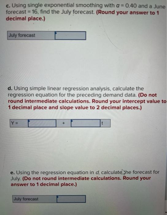 Historical demand for a product is: January