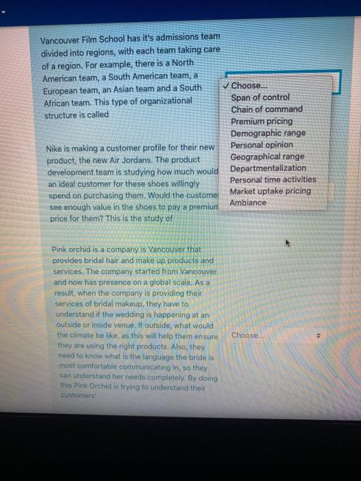 match the following Vancouver Film School has