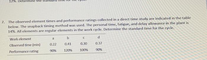 12%. Determine the stan 7. The observed element