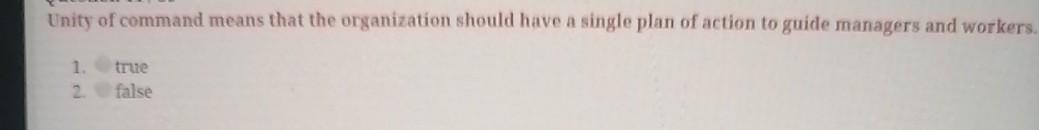 Unity of command means that the organization